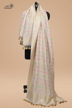 Load image into Gallery viewer, Ivory Color Pure Tussar Georgette Handloom Banarasi Dupatta with Meenakari
