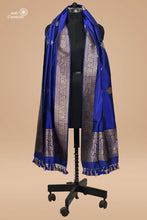 Load image into Gallery viewer, Royal Blue Pure Katan Silk Handloom Dupatta in Roopa Sona Zari
