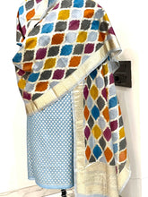 Load image into Gallery viewer, Light Blue Pure Cotton Banarasi Handloom Suits
