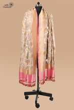 Load image into Gallery viewer, Beige and Lotus Pink Pure Khaddi Georgette Handwoven Banarasi Dupatta
