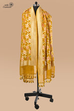 Load image into Gallery viewer, Mustard Yellow Pure Khaddi Georgette Handwoven Banarasi Dupatta
