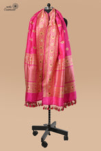 Load image into Gallery viewer, Rani Pink Pure Katan Silk Handloom Banrasi Dupatta
