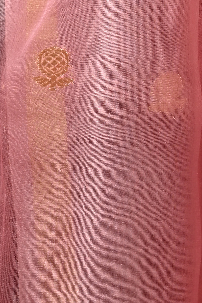 Onion Pink Pure Kora Silk Handwoven Banarasi Suit Set