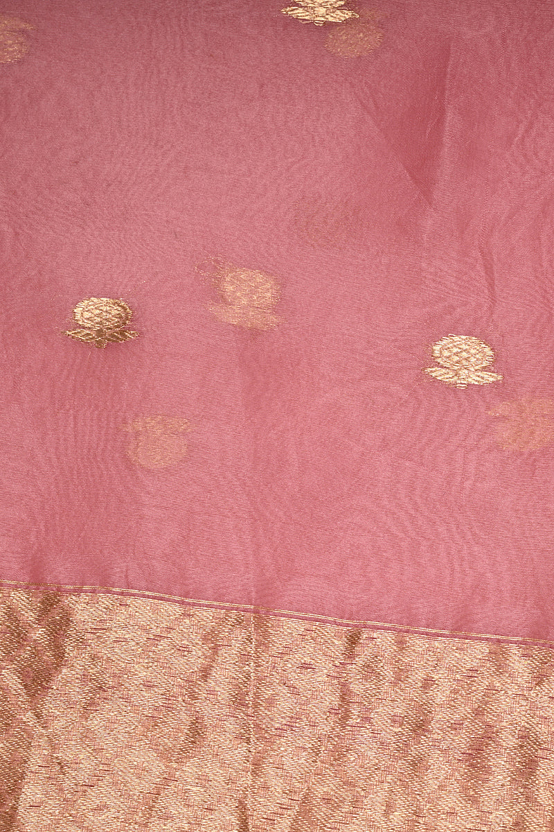 Onion Pink Pure Kora Silk Handwoven Banarasi Suit Set