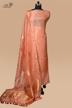 Load image into Gallery viewer, Peach Pure Kora Silk Kadhwa Boota Handwoven Banarasi Suit
