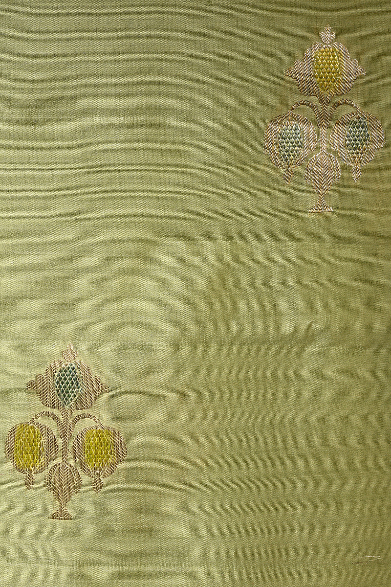 Pista Green Pure Chinya Silk Handwoven Banarasi Suit