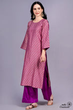 Load image into Gallery viewer, Purple Pure Katan Silk Brocade Suit Set with Kora Silk Dupatta
