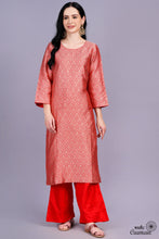 Load image into Gallery viewer, Red Pure Katan Silk Handwoven Brocade Suit Set

