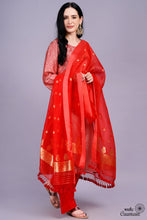 Load image into Gallery viewer, Red Pure Katan Silk Handwoven Brocade Suit Set
