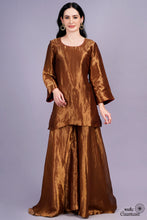 Load image into Gallery viewer, Coke Brown Pure Tissue Silk Handloom Sharara Set
