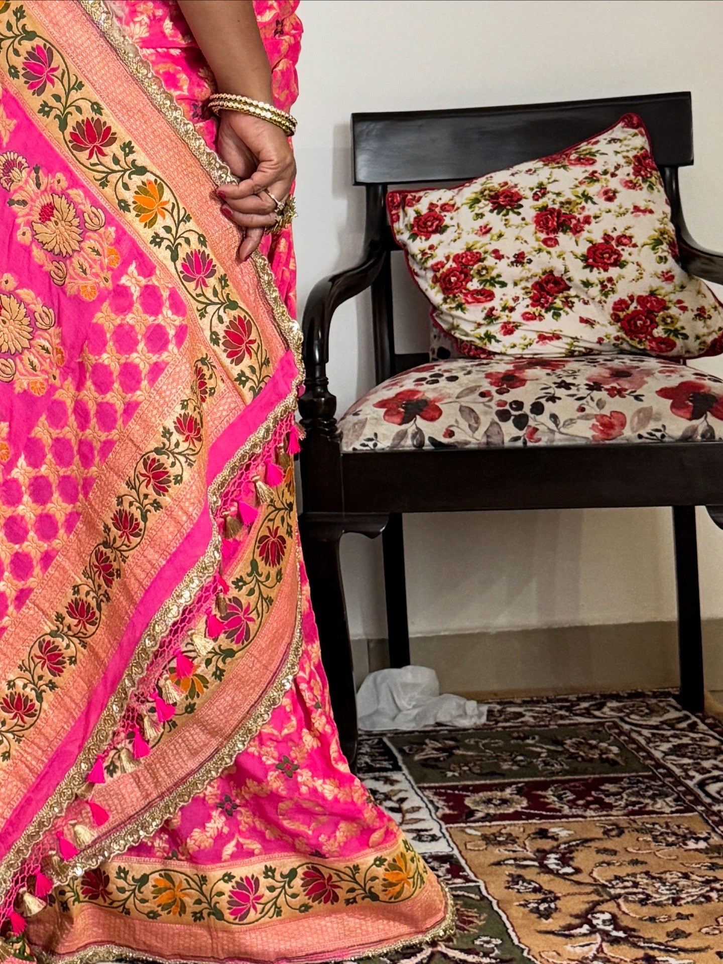 Pink Pure Khaddi Georgette Handloom Banarasi Saree