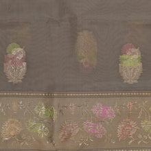 Load image into Gallery viewer, Koala Grey Pure Kora Silk Handloom Banarasi Suit Set with Paithani Border and Meenakari
