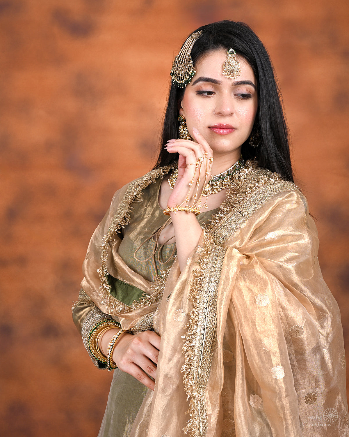 Offwhite Golden Pure Tissue Silk Handloom Garara Set