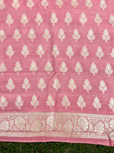 Load image into Gallery viewer, Pastel Pink Peach Pure Munga Silk Handwoven Cutwork Suit Set
