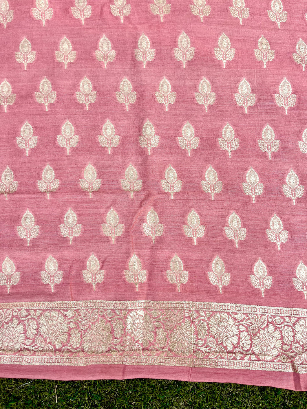 Pastel Pink Peach Pure Munga Silk Handwoven Cutwork Suit Set
