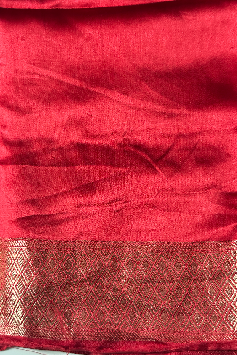 Red Pure Mashru Silk Handwoven Banarasi Saree