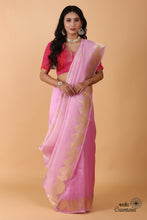 Load image into Gallery viewer, Onion pink Shaded Scallop Pure Kora Silk Handwoven Banarasi Saree
