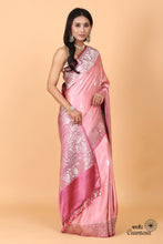 Load image into Gallery viewer, Lotus Pink Shaded Pure Mashru Silk Handwoven Banarasi Saree
