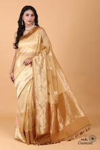 Load image into Gallery viewer, Beige Brown Pure Kora Silk Handwoven Banaras Saree

