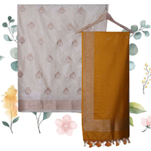 Load image into Gallery viewer, Cream Meenakari Pure Silk Khadwa Handloom Suit with Mustard Yellow Pure Silk Dupatta
