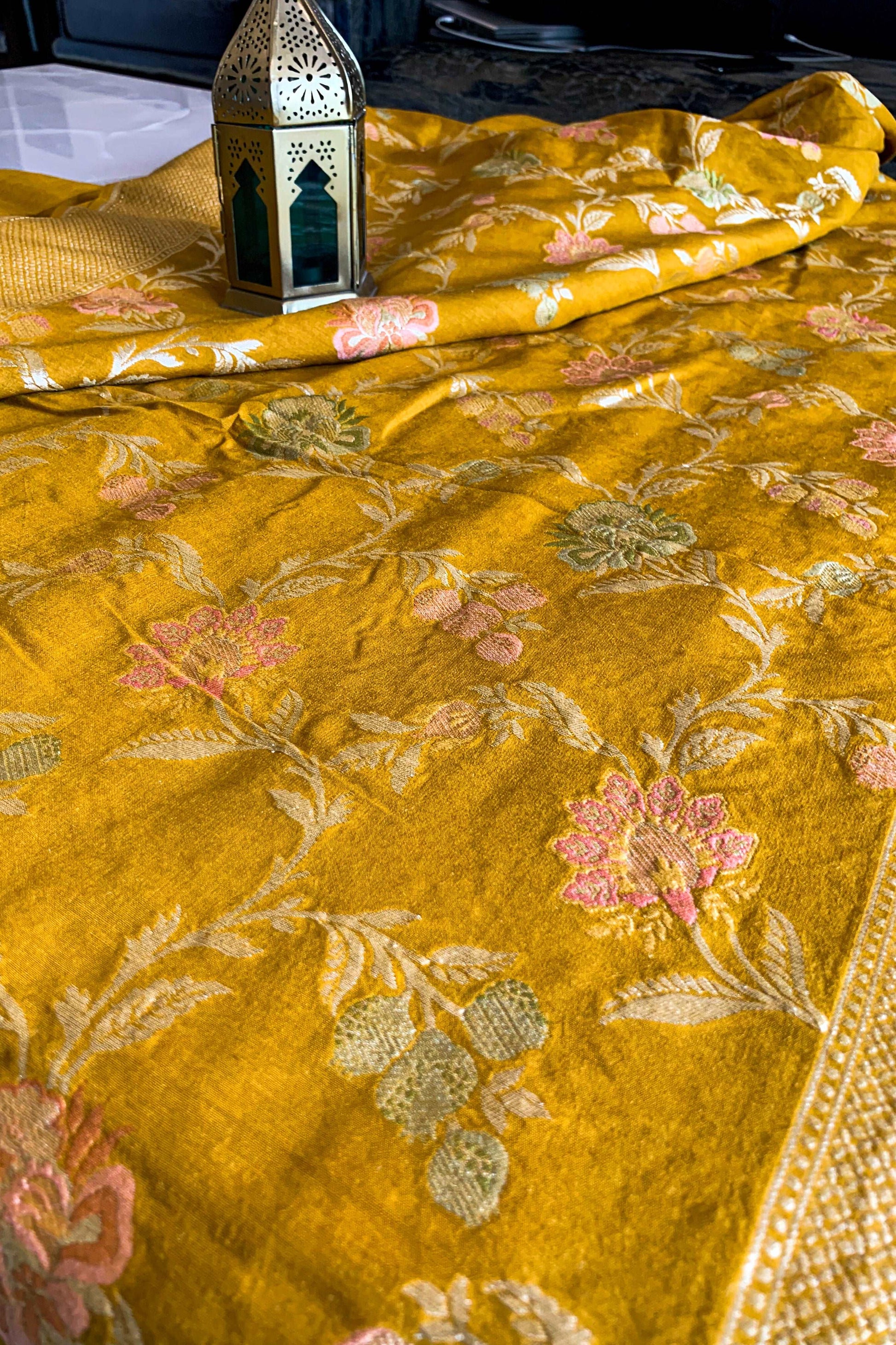 Mustard Jungla Chiffon Munga Handwoven Saree