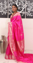 Load image into Gallery viewer, Hot Pink Border Buti Pure Katan Silk Handloom Saree
