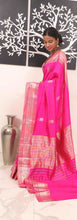 Load image into Gallery viewer, Hot Pink Border Buti Pure Katan Silk Handloom Saree
