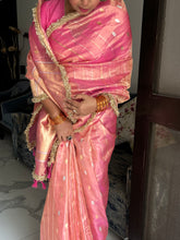 Load image into Gallery viewer, Pink Pure Tissue Silk Handwoven Banarasi Saree
