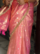 Load image into Gallery viewer, Pink Pure Tissue Silk Handwoven Banarasi Saree
