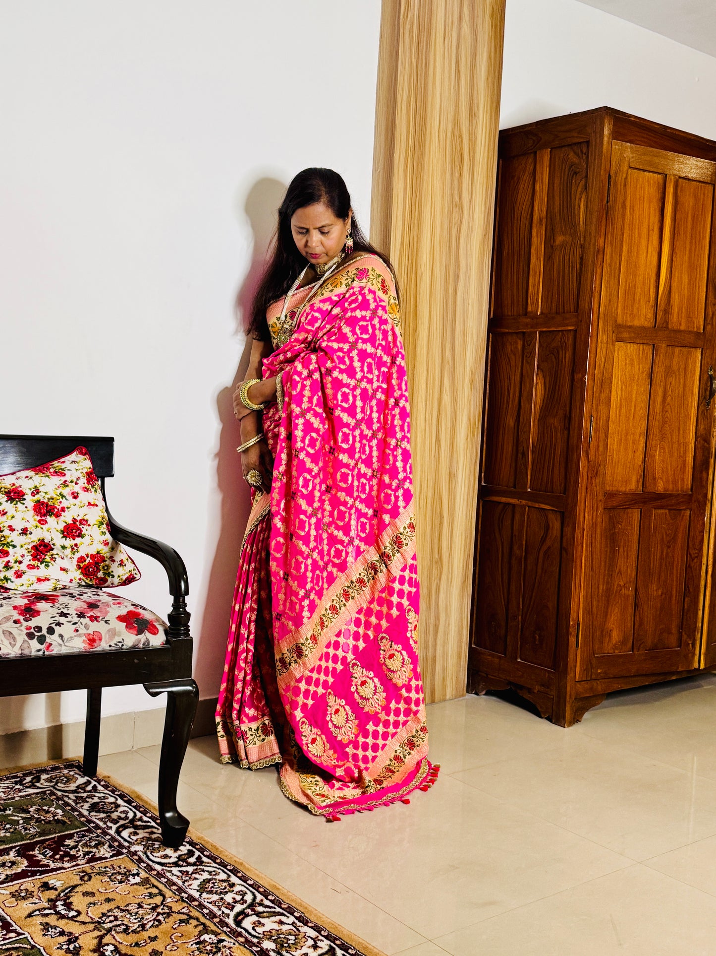 Pink Pure Khaddi Georgette Handloom Banarasi Saree