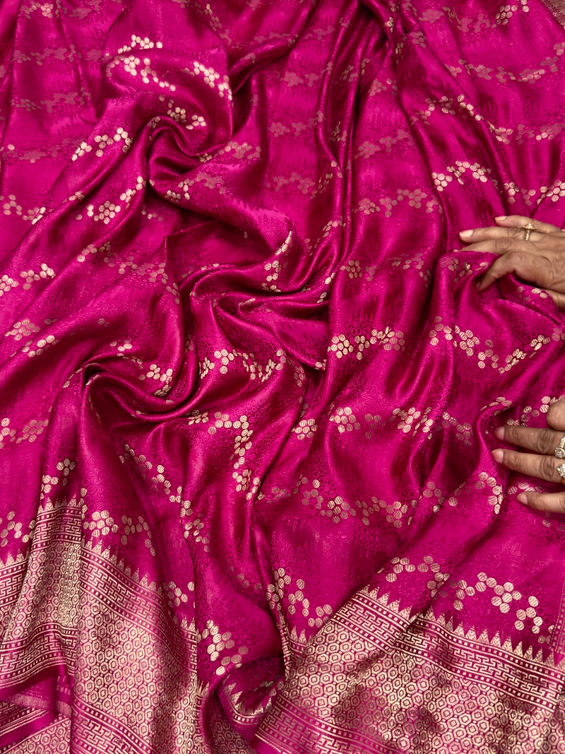 Pink Pure Mashru Silk Handwoven Banarasi Saree