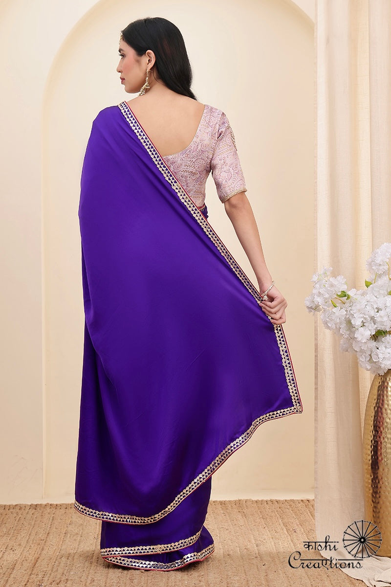 Purple Pure Mashru Silk Handwoven Banarasi Saree