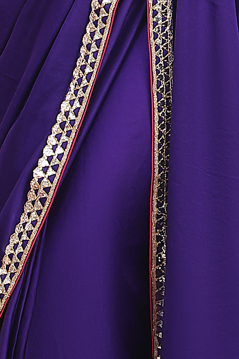 Purple Pure Mashru Silk Handwoven Banarasi Saree