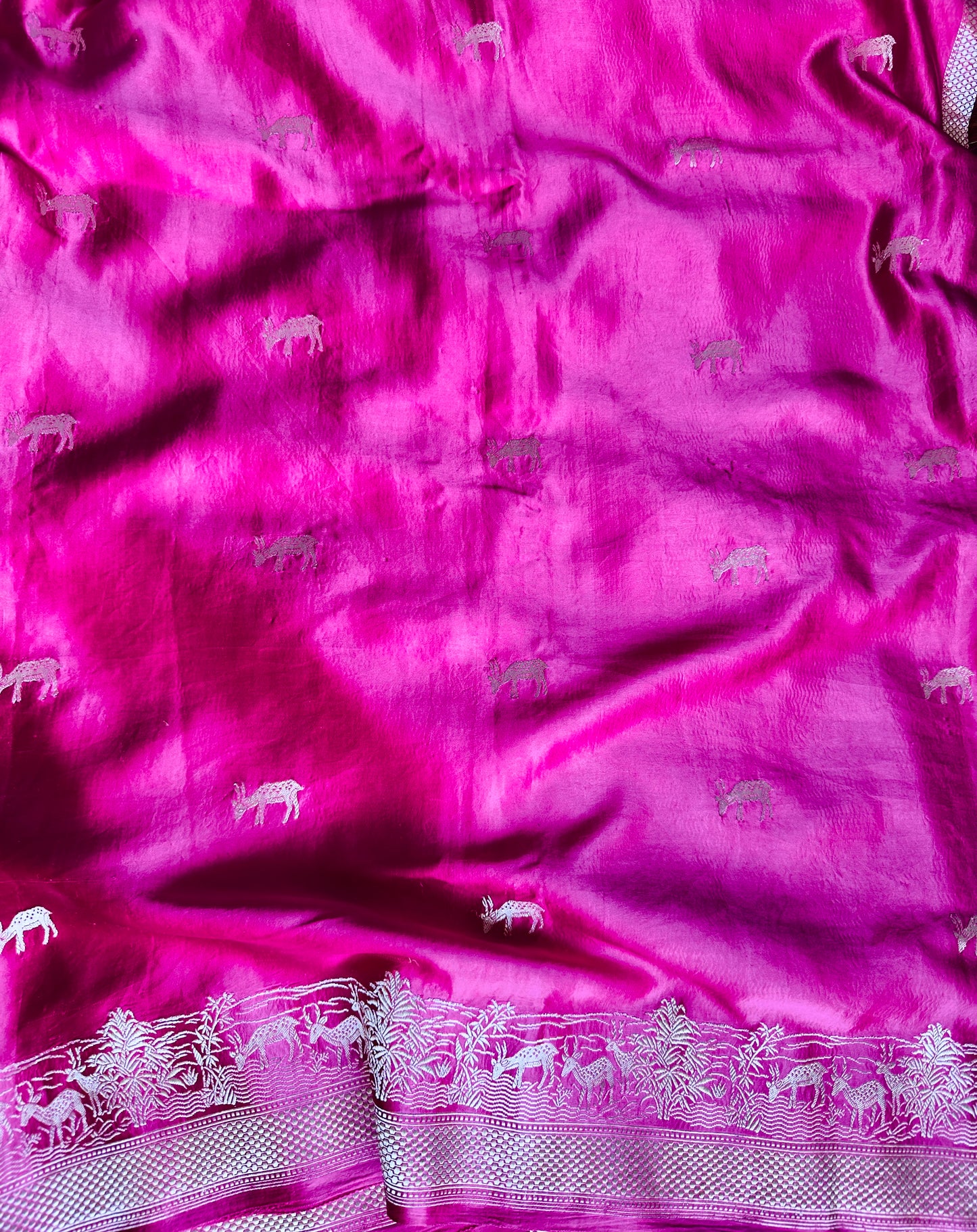 Rani Pink Mashru Silk Handwoven Banarasi Saree