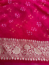 Load image into Gallery viewer, Hot Pink Pure Khaddi Georgette Banarasi Bandhej Saree

