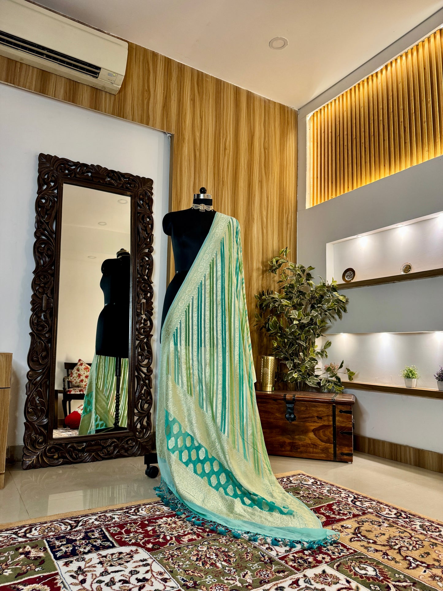 Sea Green Pure Georgette Silk Handwoven Dupatta
