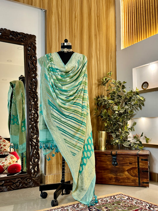 Sea Green Pure Georgette Silk Handwoven Dupatta