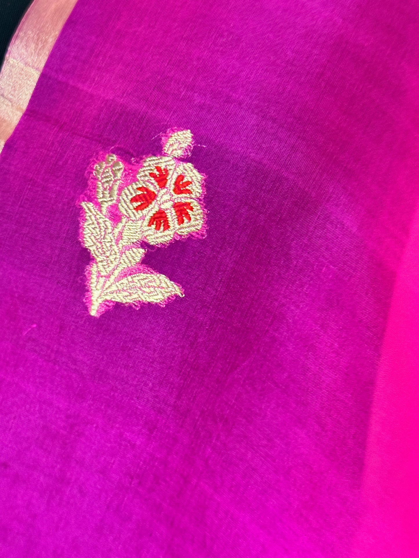 Fuchsia Pink  Pure Kora Silk Handwoven Dupatta