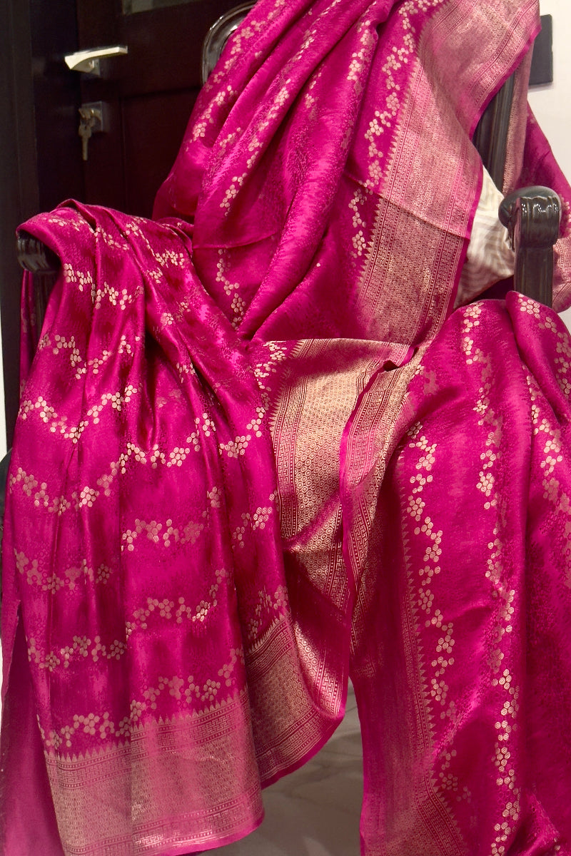 Pink Pure Mashru Silk Handwoven Banarasi Saree