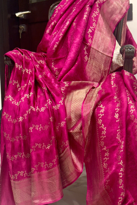 Pink Pure Mashru Silk Handwoven Banarasi Saree