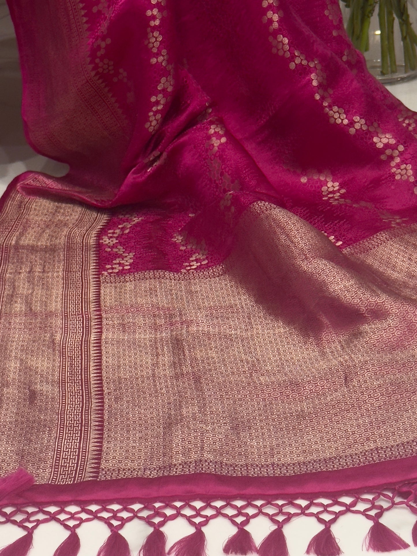 Pink Pure Mashru Silk Handwoven Banarasi Saree