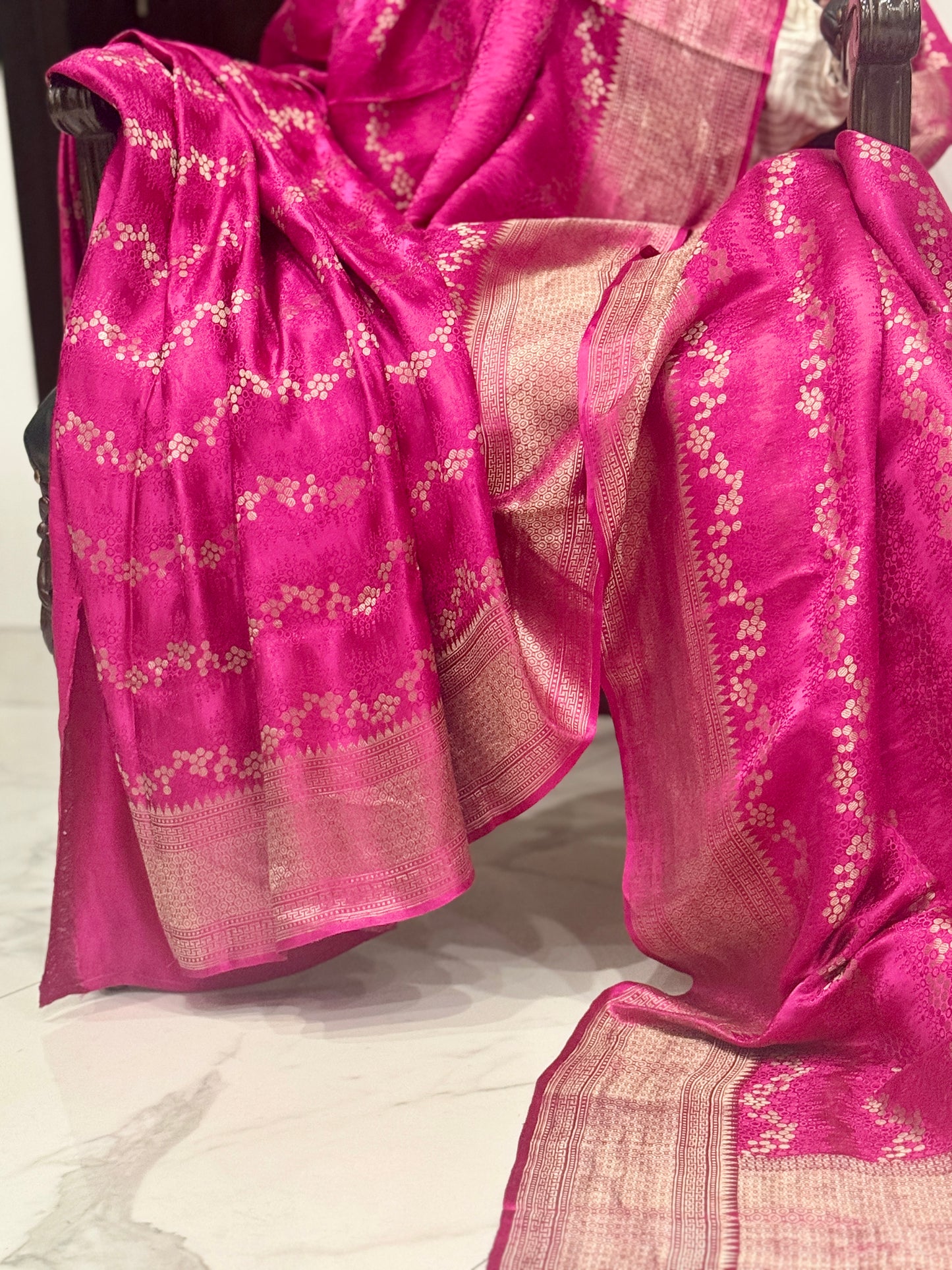 Pink Pure Mashru Silk Handwoven Banarasi Saree