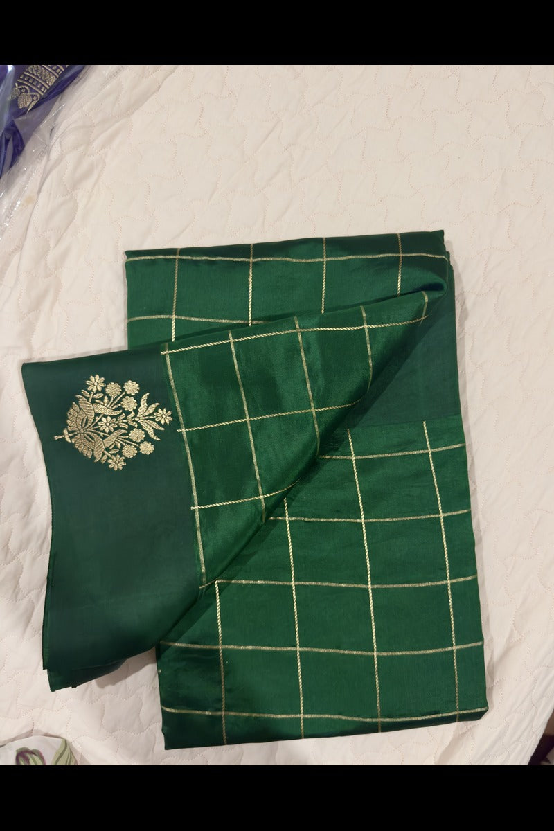 Green Pure Katan Silk Handwoven Banarasi Saree