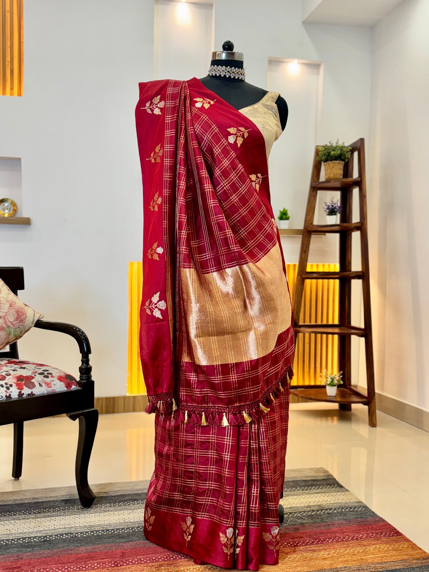 Maroon Pure Katan Silk Handwoven Banarasi Saree