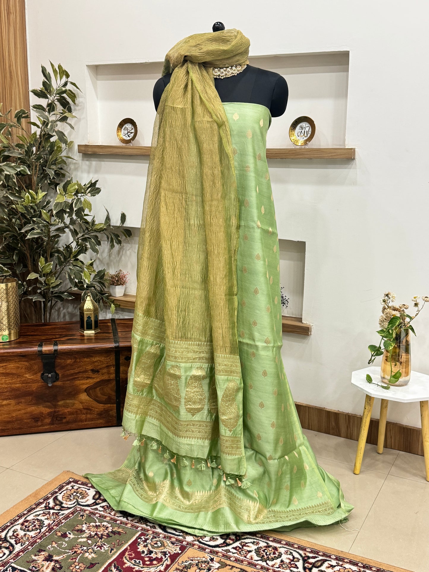 Sage Green  Chinya Silk Suit Set