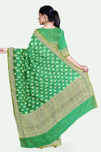 Load image into Gallery viewer, Green Cotton Banarasi Saree
