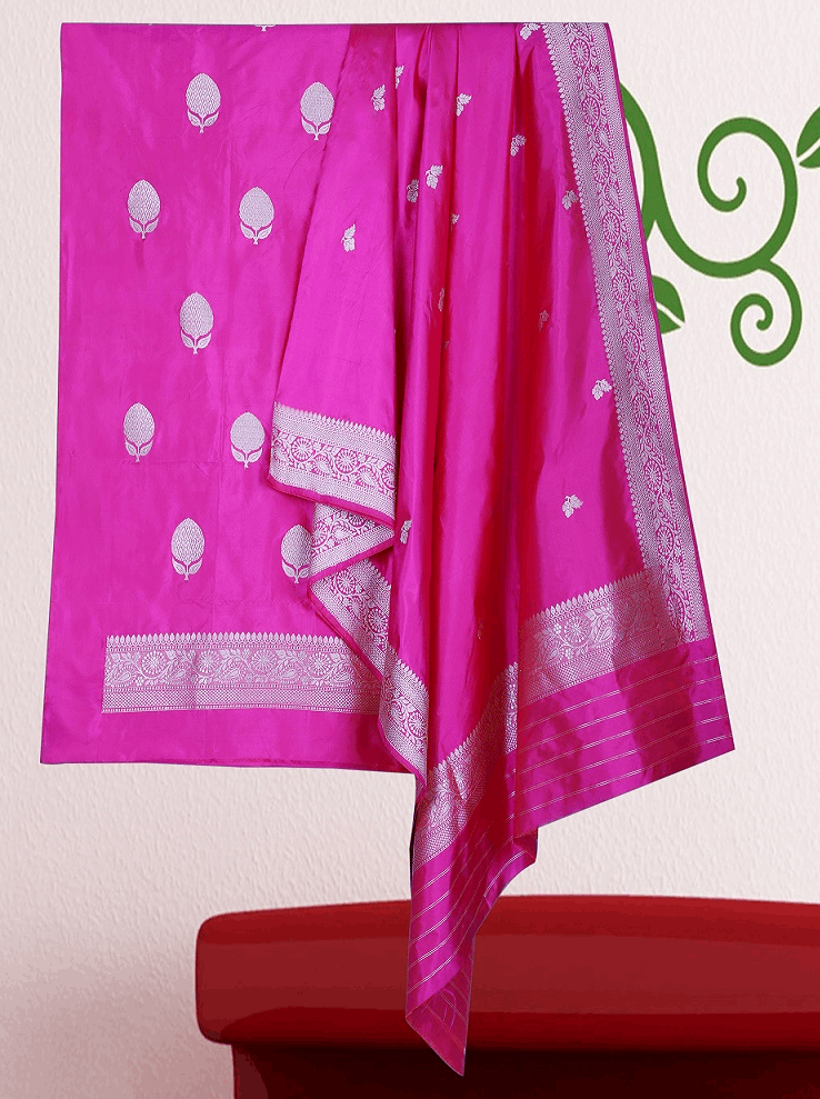 Magenta Pure Silk Kadhwa Handloom Banarasi Suit