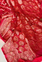 Load image into Gallery viewer, Red Pure Khaddi Georgette Banarasi Bandhej Handwoven Saree
