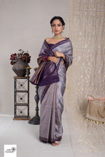 Load image into Gallery viewer, Light dark Purple Tanchoi Jamawar Handloom Silk Saree
