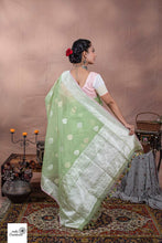 Load image into Gallery viewer, Mint Green Pure Kora Silk Kadhwa Handwoven Banarasi Saree

